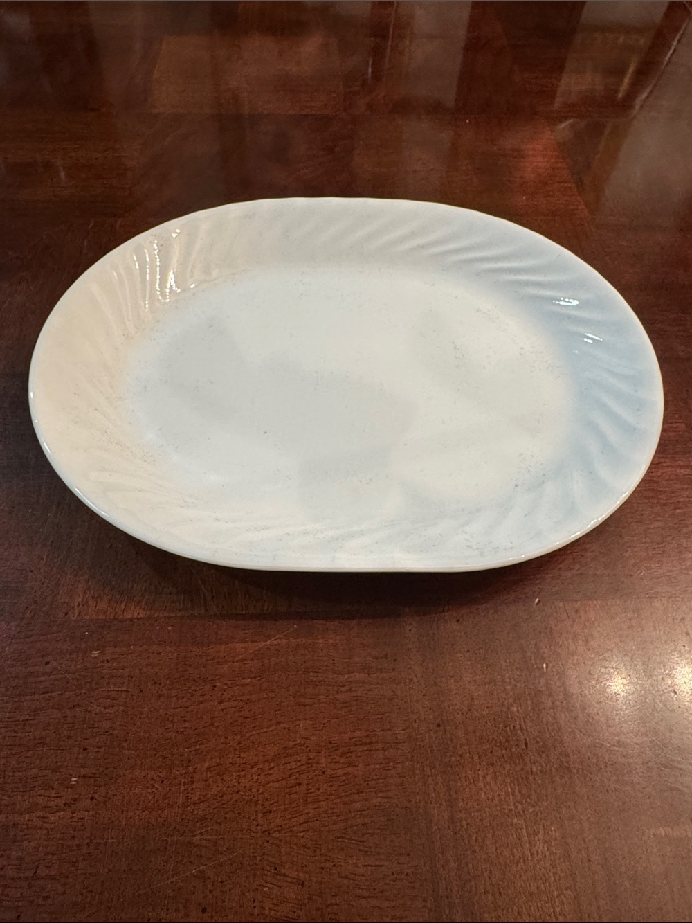 Corelle Enhancements Swirl White Oval Platter Server Dish